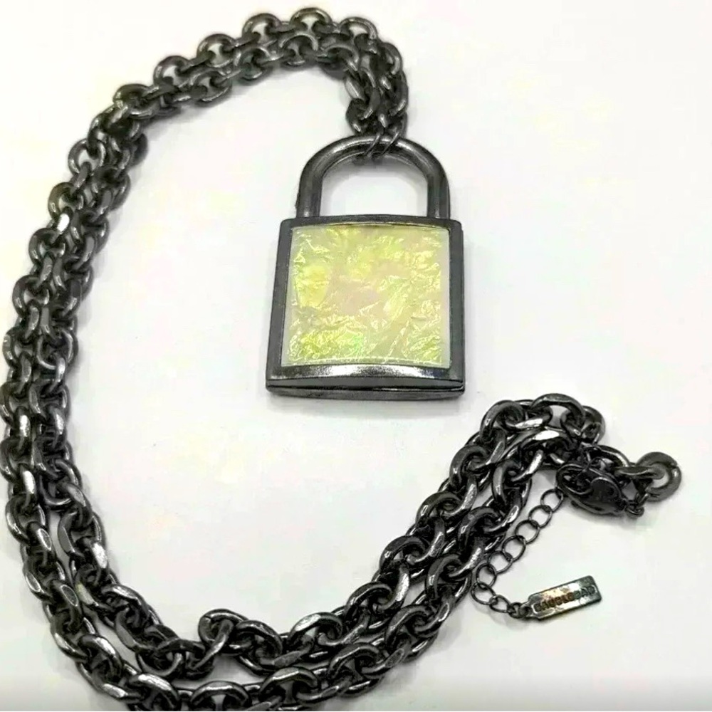 BAUBLE BAR Silver Abalone Lock Necklace - Picture 3 of 5